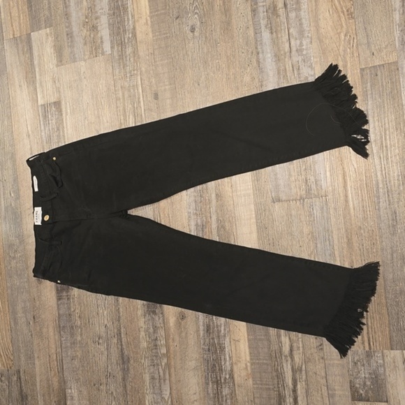 Frame Denim Denim - FRAME | Denim Womens Size 29 | Le High Straight Jeans | Black Frayed Fringe Hem​